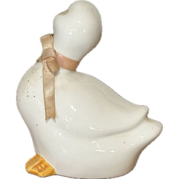 Charming White and Yellow Duck Figurine - Picture 3 of 5